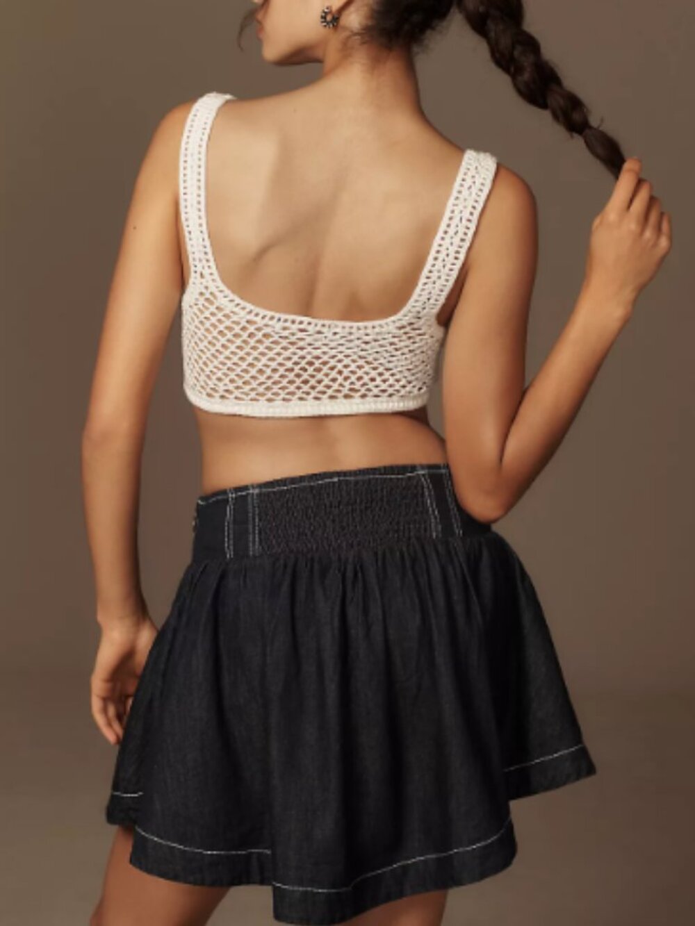Anthropologie Pilcro Basque-Waist Denim Cotton Babydoll Coquette Mini Skirt XL - Picture 3 of 8